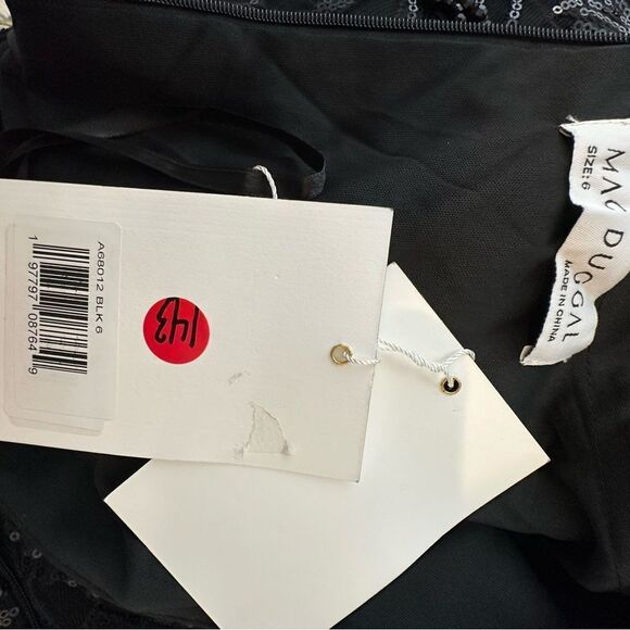 Mac Duggal 68012 Black Sequin Cap Sleeve Midi Cocktail Dress | Size 6 - Picture 12 of 13